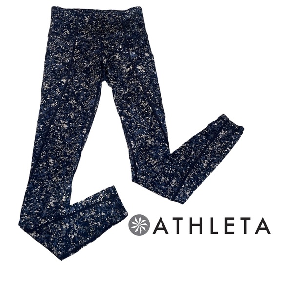 Athleta XXS Blue Patterned Leggings - Picture 1 of 9